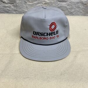 Vtg 1991 90s Marlboro 500 Strapback hat cord cap advertising race racing